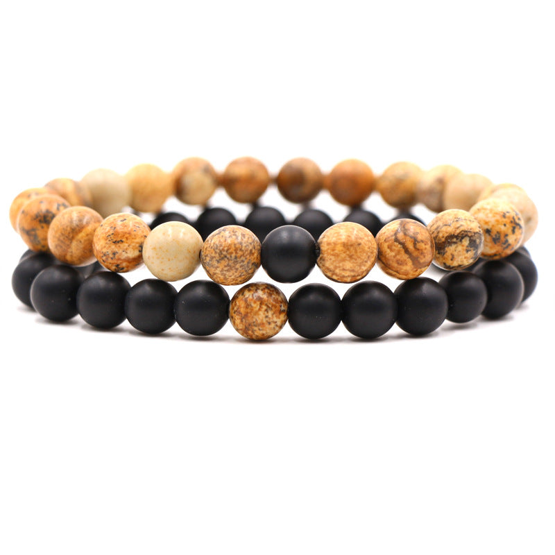 Popular styles frosted stone, tiger's eye stretch wire bracelet, natural stone set bracelet