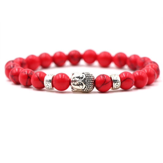 Best selling 8MM volcanic stone tiger eye beads bracelet silver color Buddha elastic bracelet