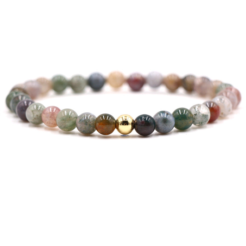 New Bracelet 6mm Natural Stone Tiger Eye Stone Malachite Men's and Women's Single Loop Versatile Bracelet