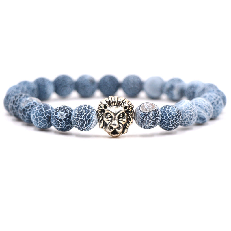 Popular Fashion Natural Stone Volcano Stone Tiger Eye Stone Lion Head Buddha Bead Bracelet