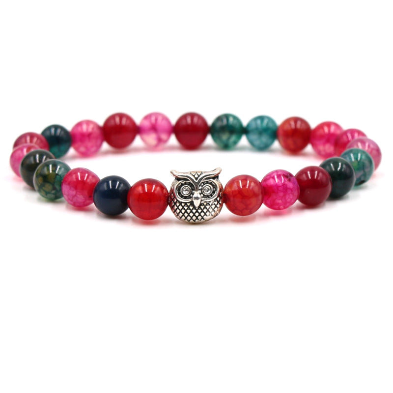 Fashion natural stone volcanic stone tiger eye stone owl Buddha bead bracelet