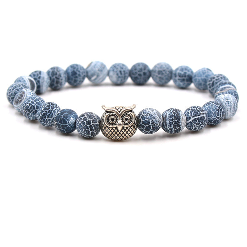 Fashion natural stone volcanic stone tiger eye stone owl Buddha bead bracelet