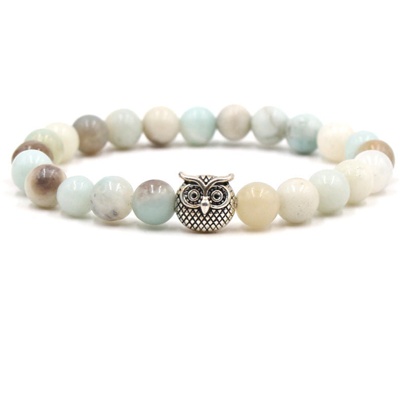 Fashion natural stone volcanic stone tiger eye stone owl Buddha bead bracelet