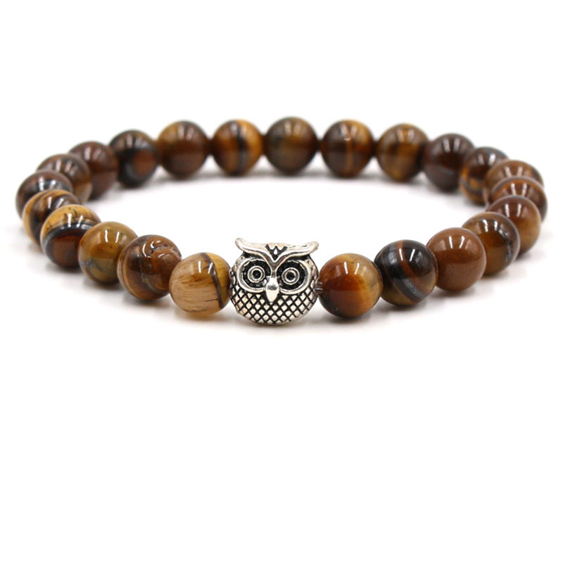Fashion natural stone volcanic stone tiger eye stone owl Buddha bead bracelet