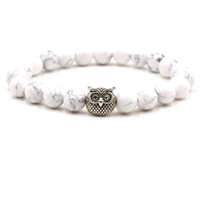 Fashion natural stone volcanic stone tiger eye stone owl Buddha bead bracelet