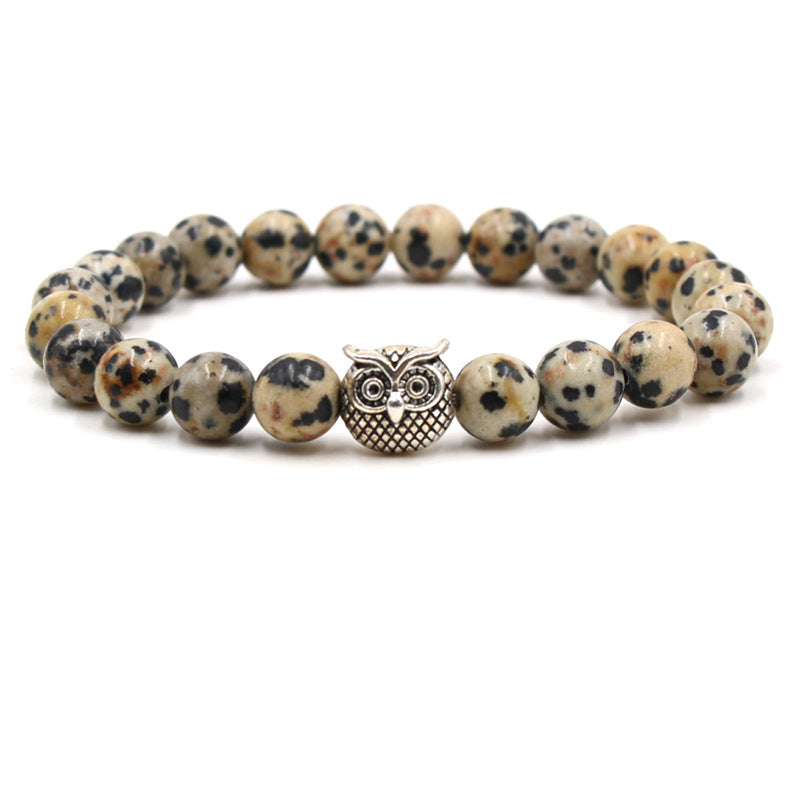Fashion natural stone volcanic stone tiger eye stone owl Buddha bead bracelet