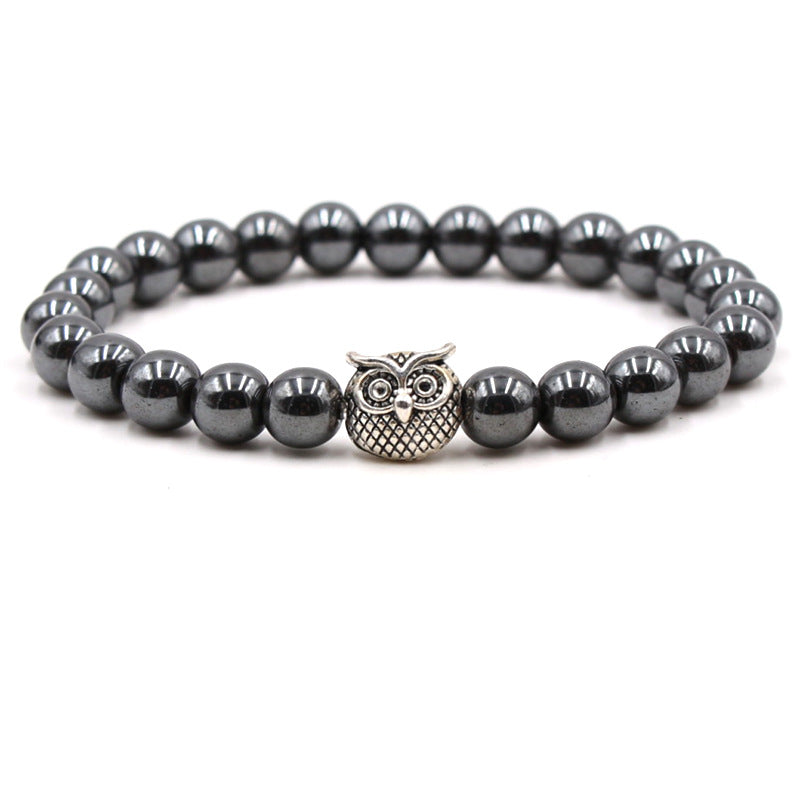 Fashion natural stone volcanic stone tiger eye stone owl Buddha bead bracelet