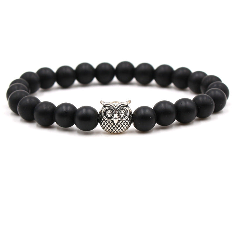 Fashion natural stone volcanic stone tiger eye stone owl Buddha bead bracelet