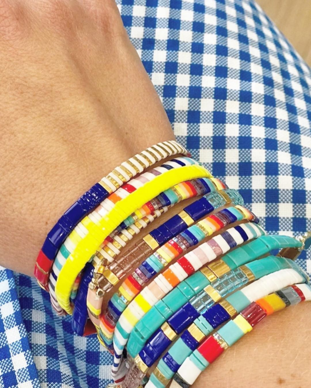 Bohemian trendy popular fashion style woven tila beaded jewelry women's bracelet