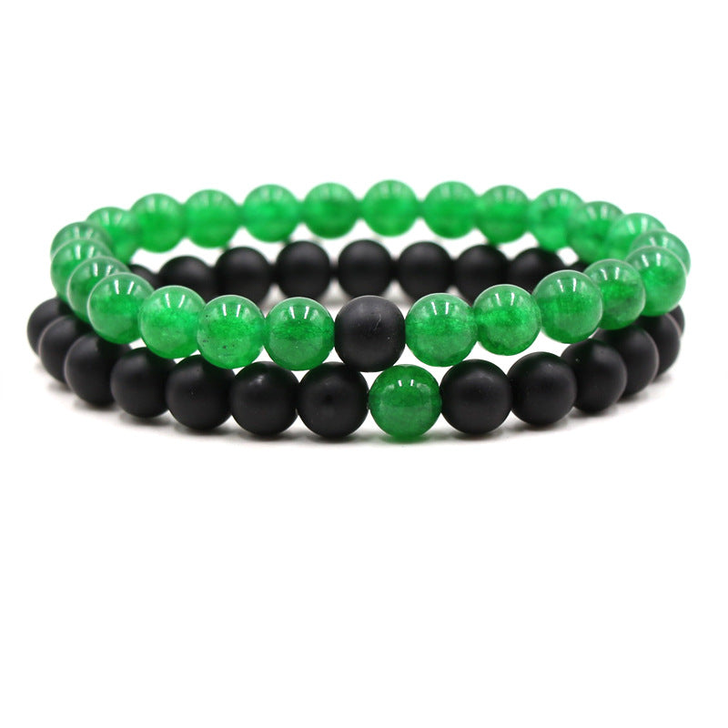 Hot Sale Natural Stone Chalcedony Agate Stone Men's and Women's Stretch Bracelet Set