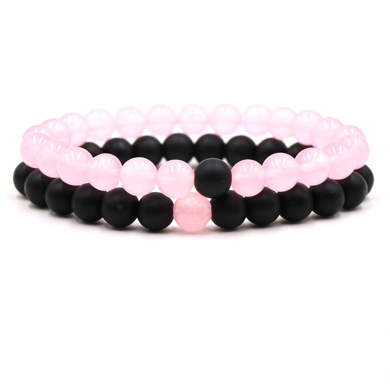 Hot Sale Natural Stone Chalcedony Agate Stone Men's and Women's Stretch Bracelet Set