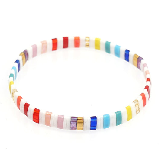 Fashion online celebrity hand-woven rainbow beaded lady bracelets jewelry