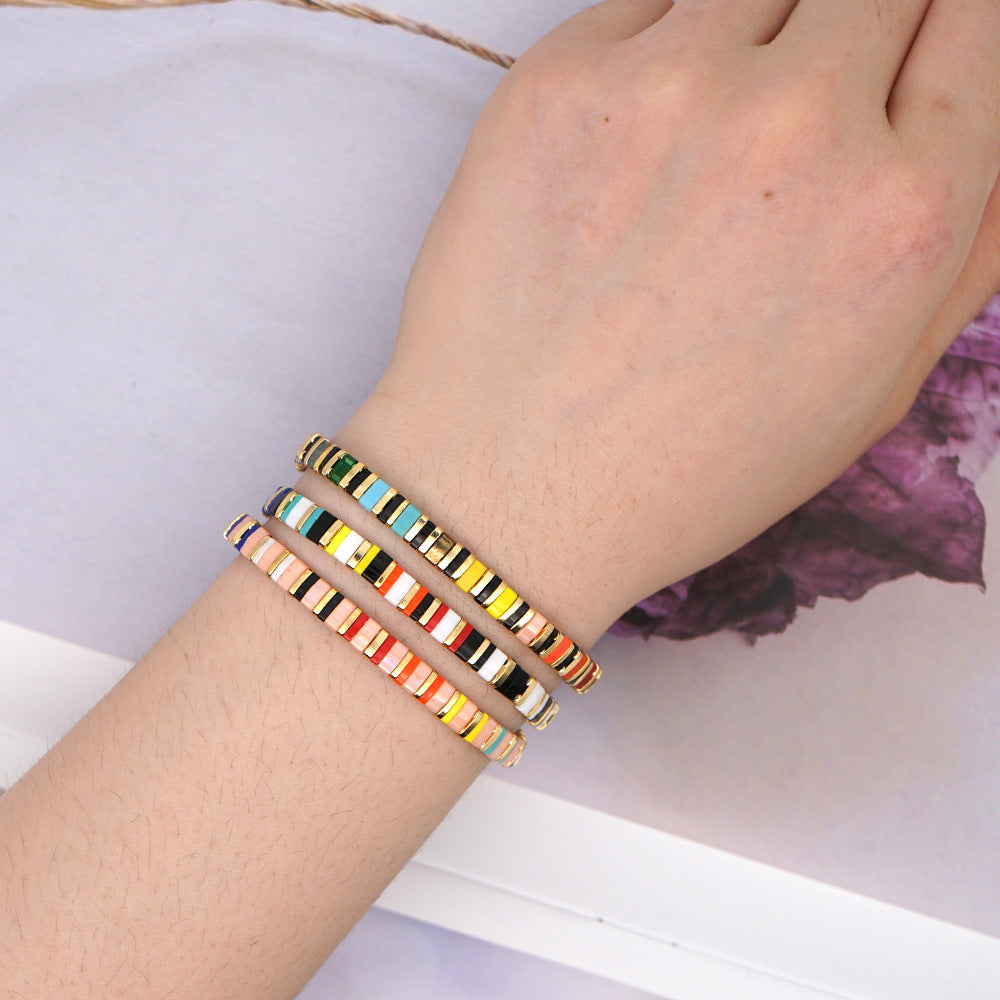 Bohemian style original design rainbow style fashion tila beaded bracelets