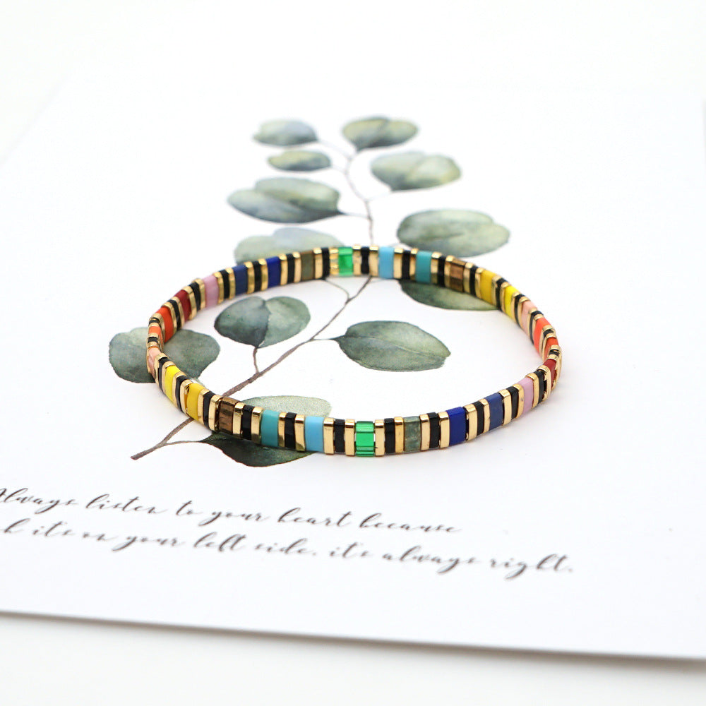 Bohemian style original design rainbow style fashion tila beaded bracelets