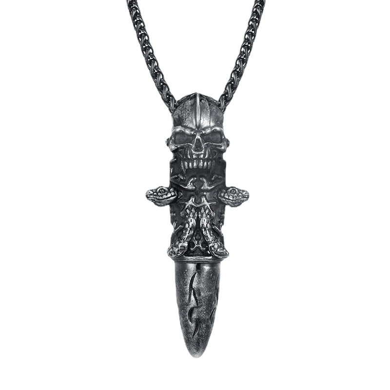 Hot Selling Skeleton Ghost Head Pendant Titanium Steel Vintage Animal Men's Necklace Stainless Steel Hip Hop Creative Jewelry