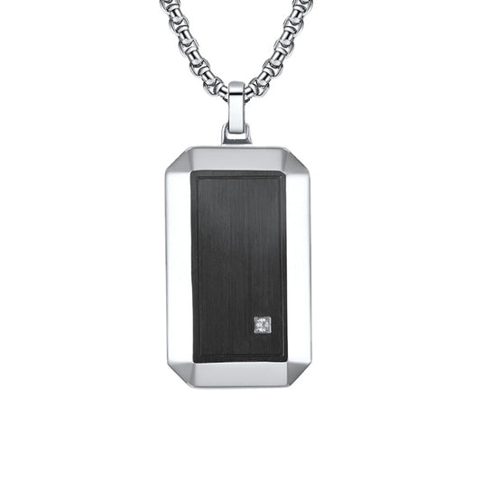 Trend jewelry simple black brushed men titanium steel necklace personalized stainless steel hip-hop pendant