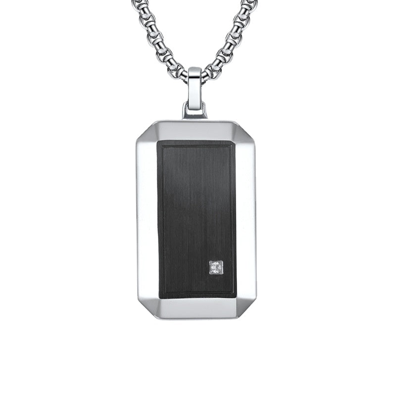Trend jewelry simple black brushed men titanium steel necklace personalized stainless steel hip-hop pendant