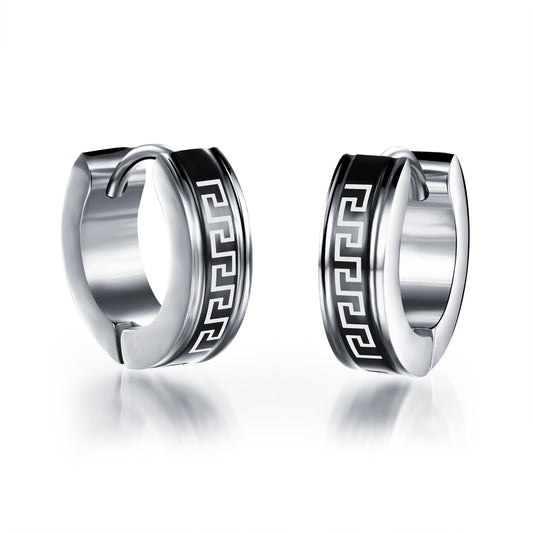 Men's titanium steel stud earrings Great Wall black earrings Personality fashion gifts Men's jewelry