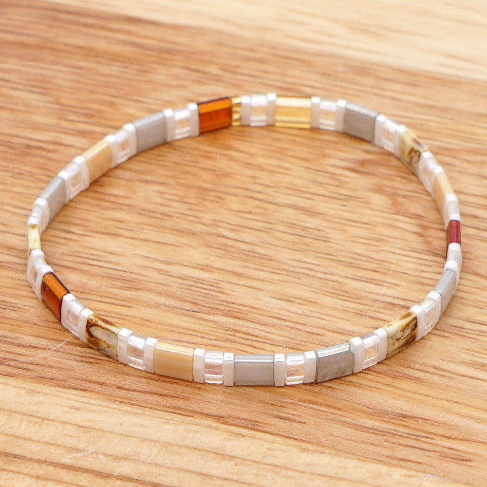 Bohemian trendy popular fashion style woven tila beaded jewelry women's bracelet