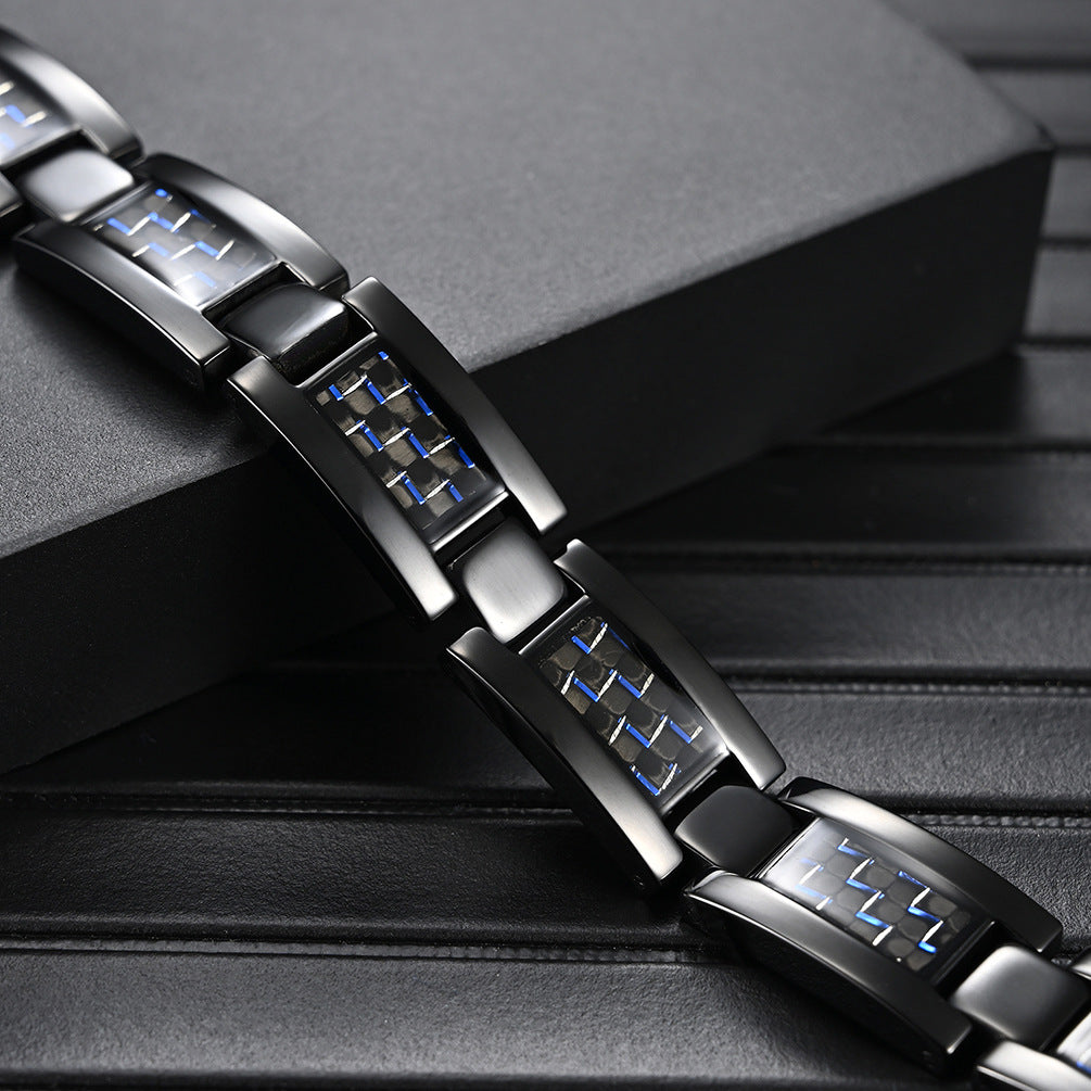 New pure titanium steel bracelet magnet carbon fiber men's bracelet