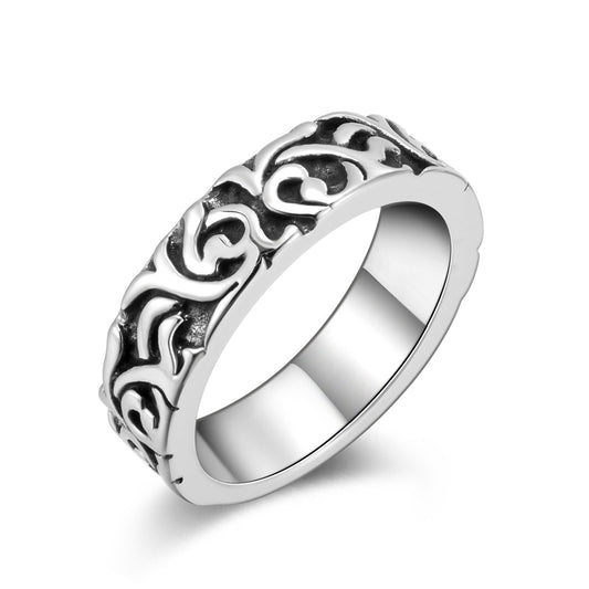 Multi-layer wide rings for men's simple and versatile trendsetter rings, vintage steel rings