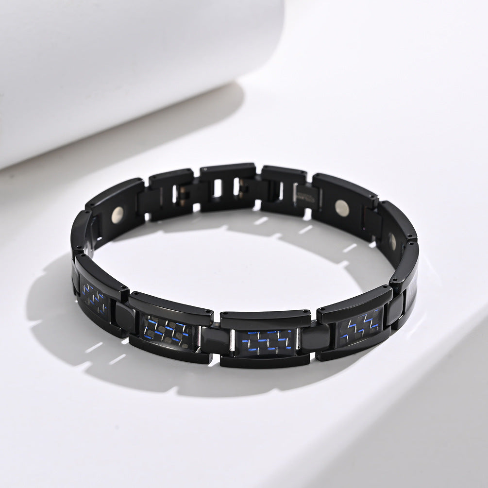 New pure titanium steel bracelet magnet carbon fiber men's bracelet