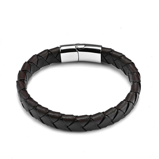 Hot selling titanium steel men's multi-strand leather woven bracelet
