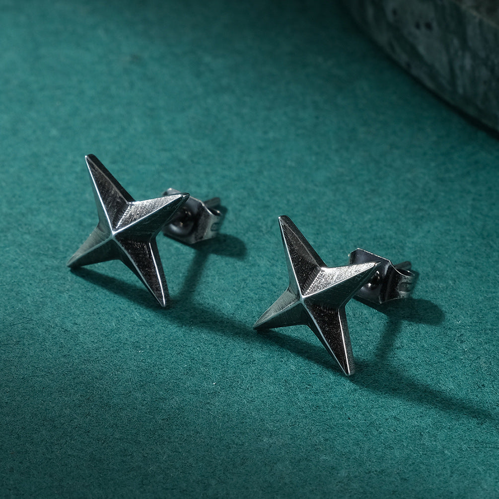 Hot selling four corner star antique man earrings