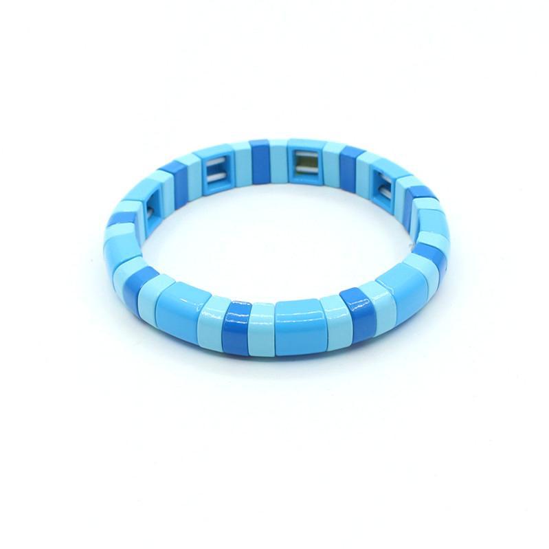 Hot sale enamel rainbow bracelet geometric semicircle beaded bracelet