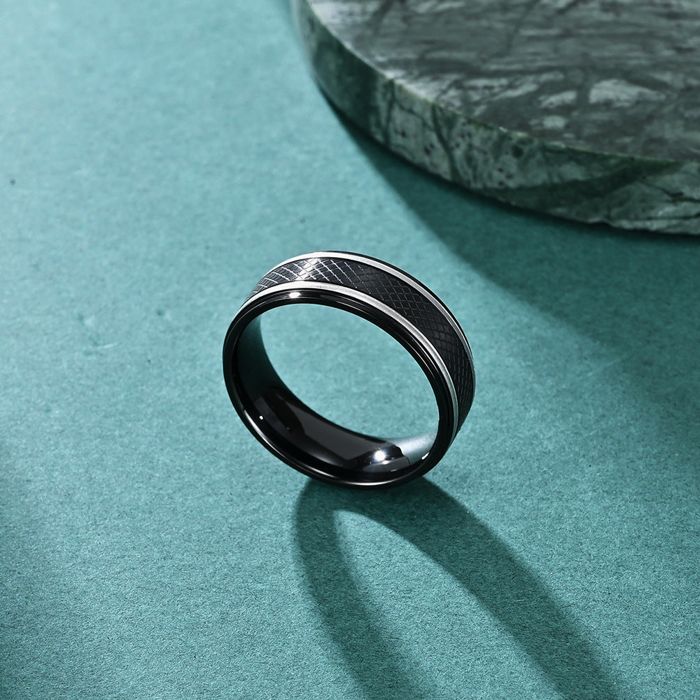 New men's black stainless steel ring fashionable gentleman's ring