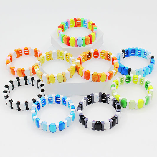 Popular metal enamel rainbow bracelet, minimalist Bohemian style bracelet