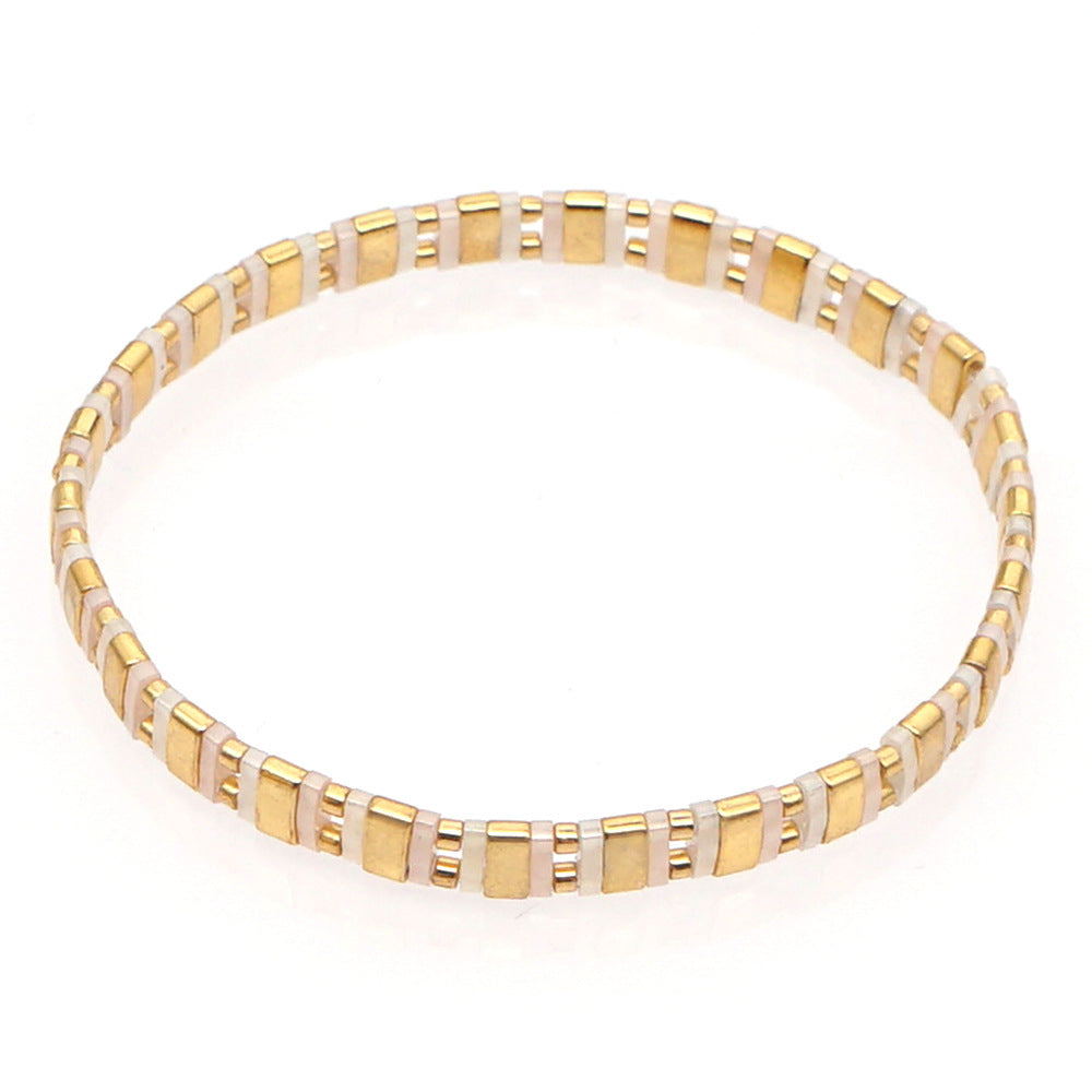 Bohemian tila bracelet with colored beads and hand-woven simple classic attractive female bracelet
