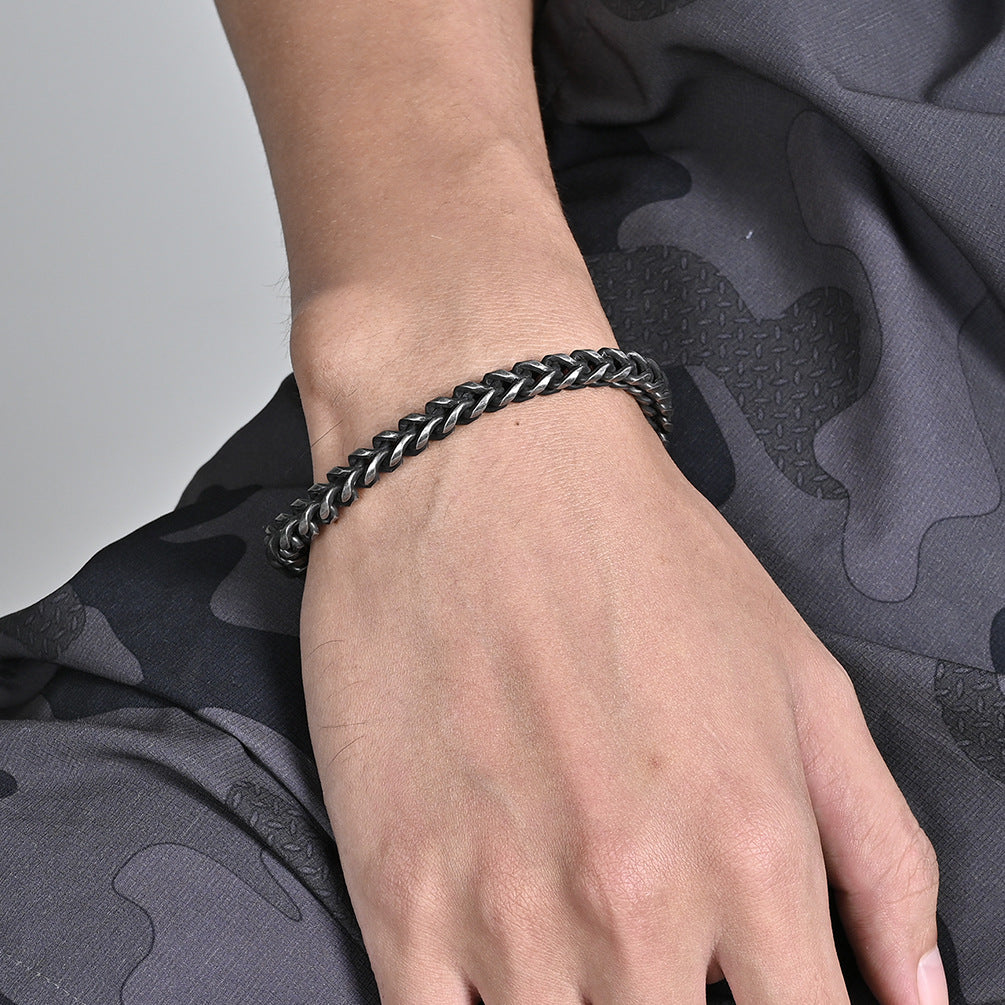 Retro style men's titanium steel bracelet men's popular trend titanium steel hip-hop cool bracelet jewelry accessories