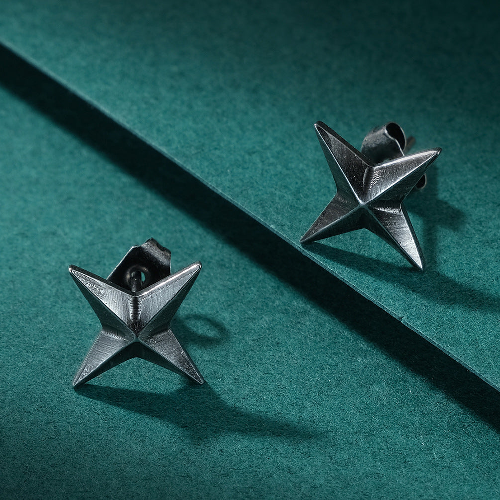 Hot selling four corner star antique man earrings
