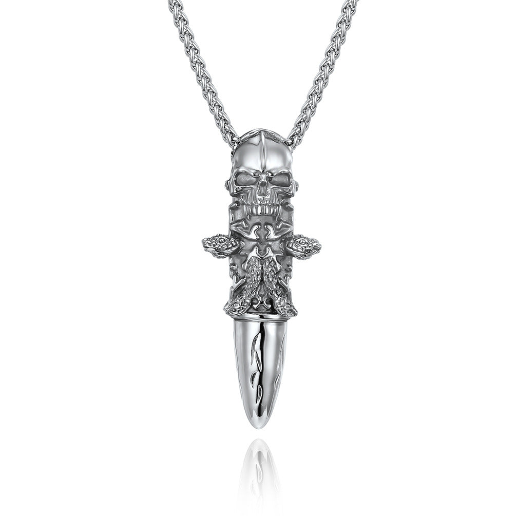 Hot Selling Skeleton Ghost Head Pendant Titanium Steel Vintage Animal Men's Necklace Stainless Steel Hip Hop Creative Jewelry