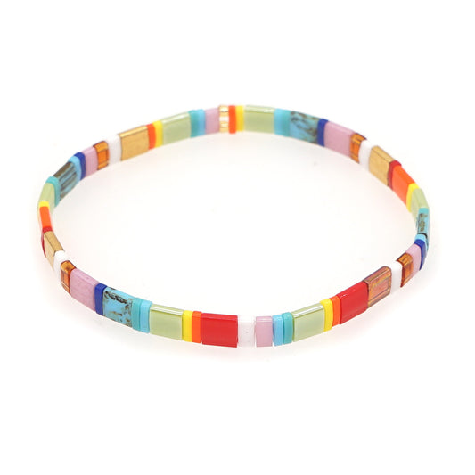 2023 Fashion Rainbow Colored Beaded Square Mini Bohemian Ethnic Style TILA Beaded Couple Bracelet