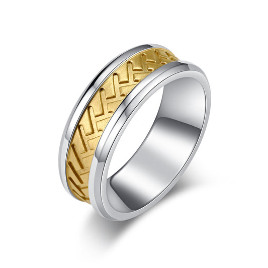 man's new fashion creative golden ring retro tire pattern ring