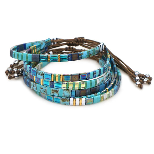 Ethnic retro style ins handmade beading wholesale multi-layer stacked couple bracelet