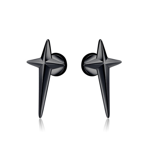Titanium Steel Cross Earrings Hip Hop Versatile Stainless Steel Starlight Earrings for Men