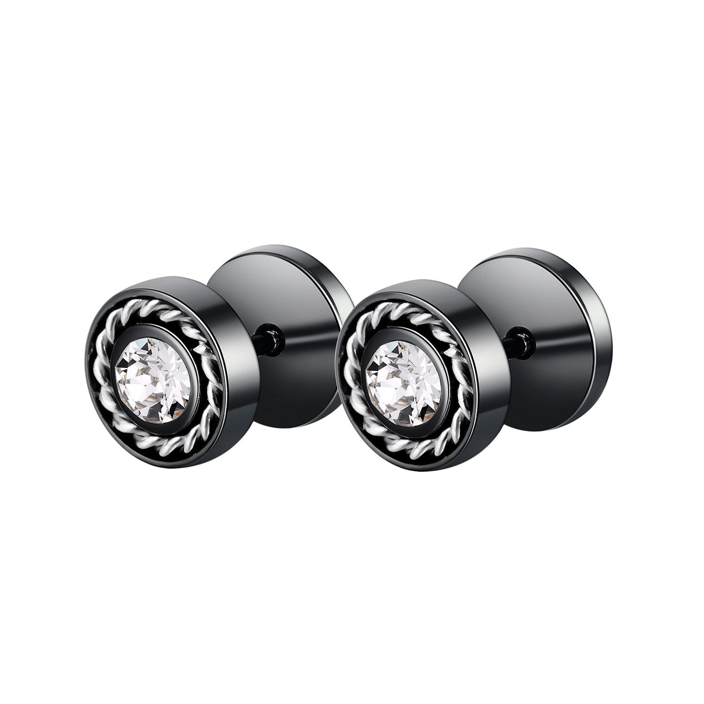 Personalized and versatile, popular titanium steel earrings, round zircon, universal hip-hop earrings for men and women