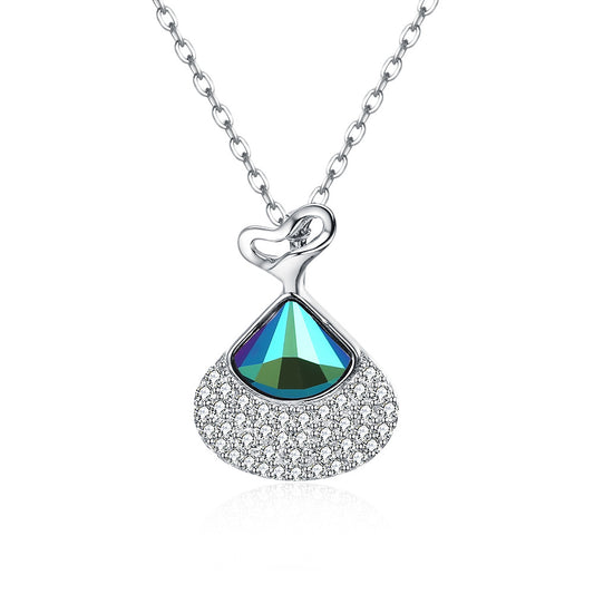 Austrian crystal necklace women's hot sale S925 sterling silver shell pendant