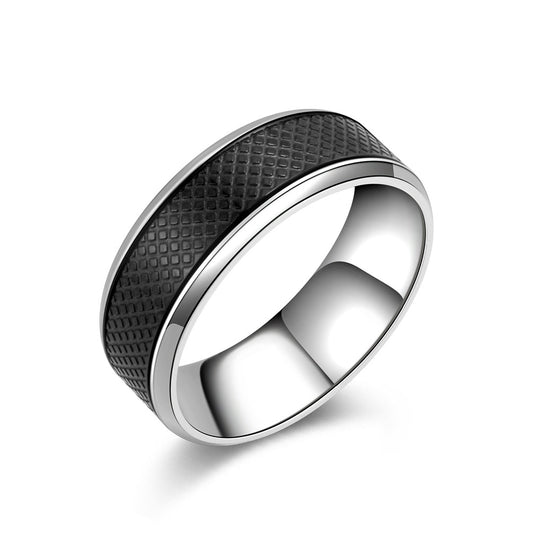 New men's stainless steel wholesale black and white new style ring
