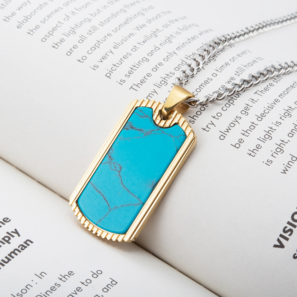 Hot men inlaid with turquoise pendants stainless steel accessory