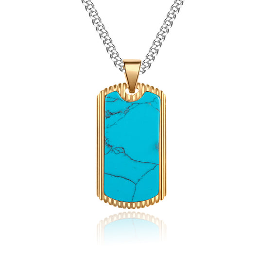 Hot men inlaid with turquoise pendants stainless steel accessory