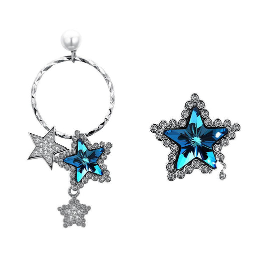 Austrian crystal sterling silver 925 earrings, female star design earrings
