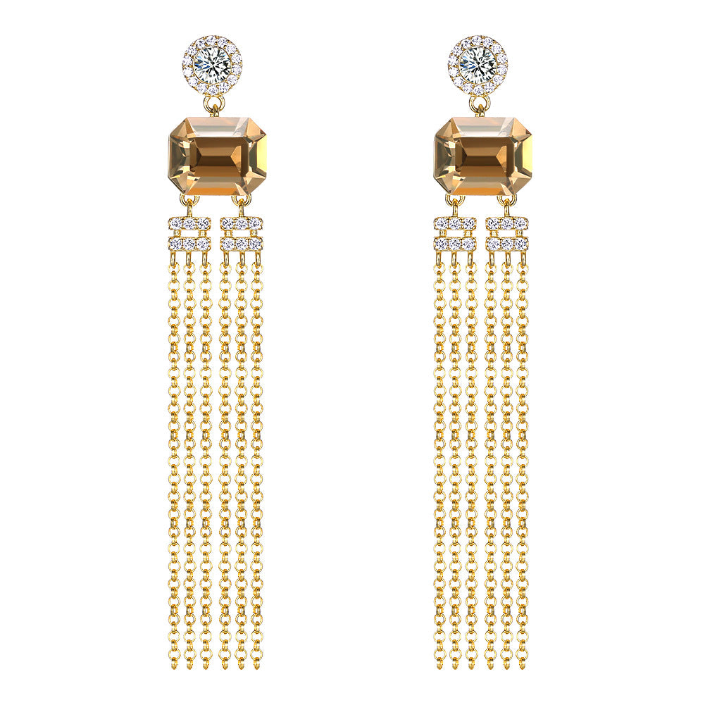 Austrian crystal 925 sterling silver tassel earrings