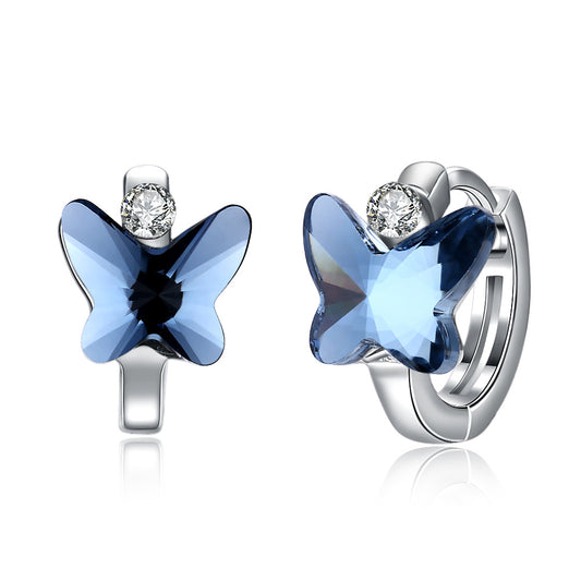 Original Austrian Element Crystal S925 sterling silver crystal butterfly earrings