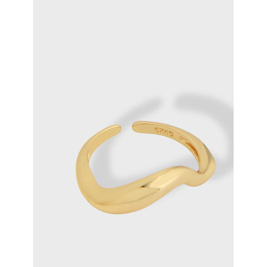 S925 sterling silver twist open fashion golden ring