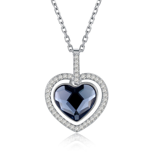 Hot selling Austrian crystal necklace women's 925 sterling silver diamond heart pendant