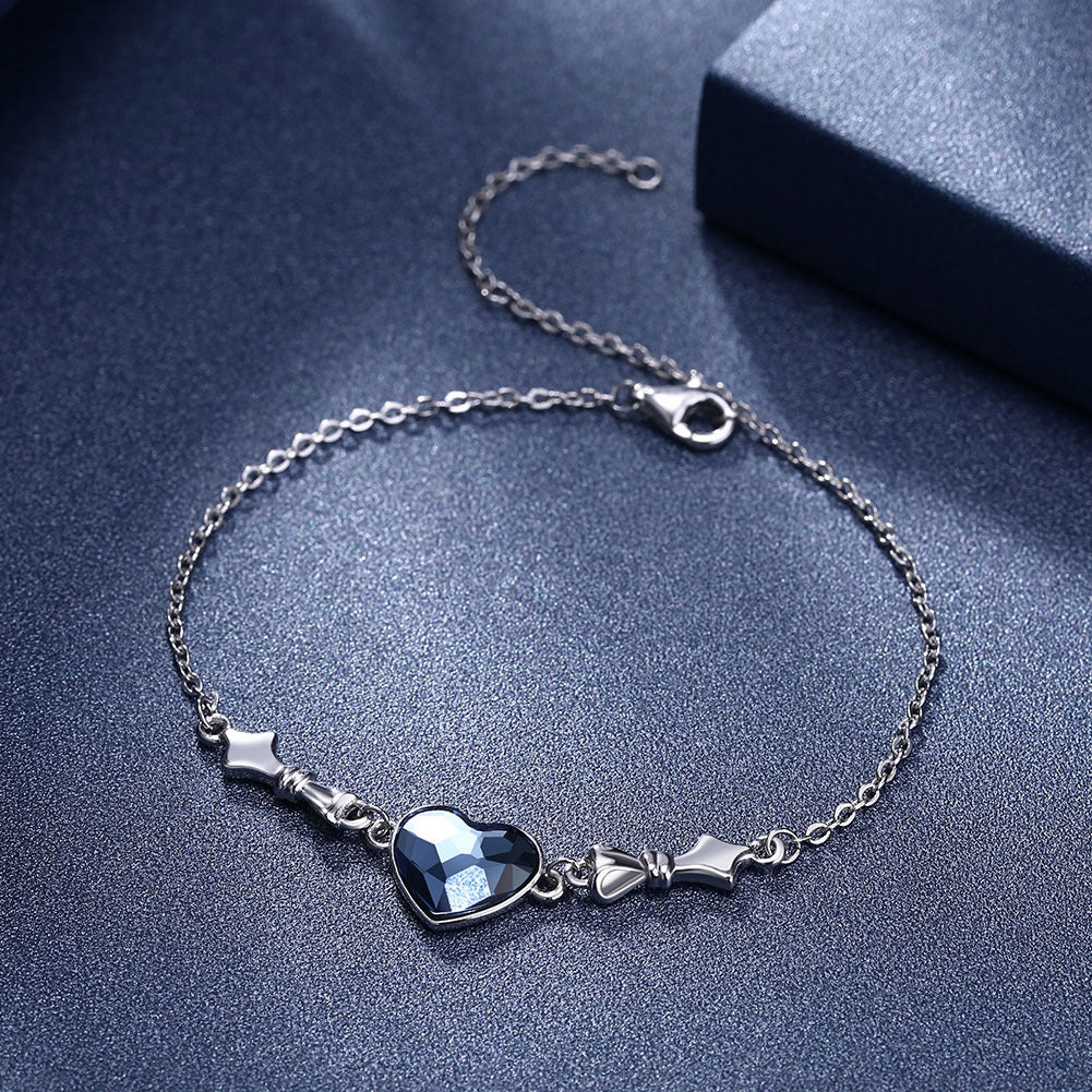 Crystal Women's Fashion S925 sterling silver heart shaped love bracelet